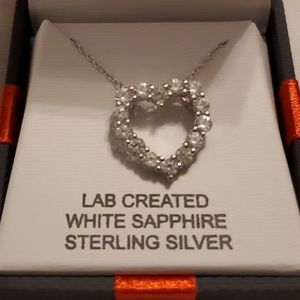 Sterling Silver White Sapphire Heart Necklace